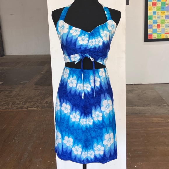 Hibiscus Collection Hawaii Dresses & Skirts - Blue and white floral print 2pc set